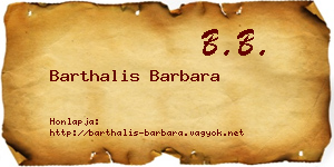 Barthalis Barbara névjegykártya